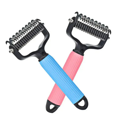 Professional Pet Grooming Tool: Universal Detangling Comb for Dogs with Stainless Steel Double-Sided Design for Effective Shedding Removal and Matted Hair Management, Essential for Daily Coat Maintenance.
