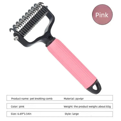 Professional Pet Grooming Tool: Universal Detangling Comb for Dogs with Stainless Steel Double-Sided Design for Effective Shedding Removal and Matted Hair Management, Essential for Daily Coat Maintenance.