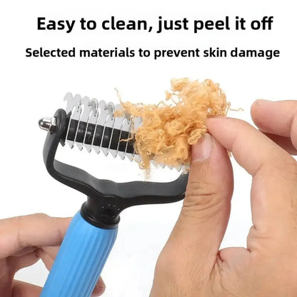 Professional Pet Grooming Tool: Universal Detangling Comb for Dogs with Stainless Steel Double-Sided Design for Effective Shedding Removal and Matted Hair Management, Essential for Daily Coat Maintenance.