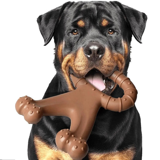 Durable Interactive Dog Chew Toy - Indestructible Beef Flavor Teeth Cleaning Toy for All Dog Sizes
