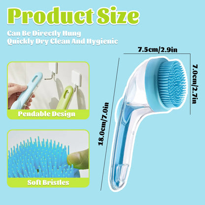 2-in-1 Pet Bath Brush with Integrated Shampoo Dispenser - Versatile Grooming Tool for Dogs and Cats with Long or Short Hair
