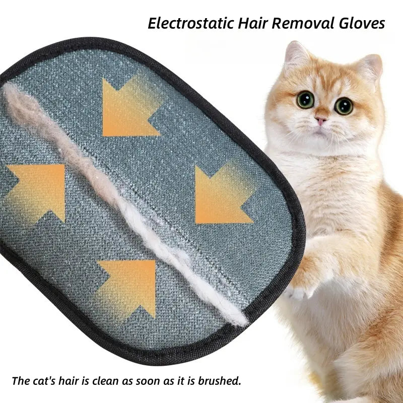 Electrostatic Pet Hair Removal Gloves - Reusable Solution for Cats and Dogs, Ideal for Upholstery, Carpets, and Vehicle Interiors