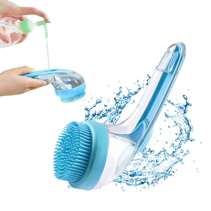 2-in-1 Pet Bath Brush with Integrated Shampoo Dispenser - Versatile Grooming Tool for Dogs and Cats with Long or Short Hair
