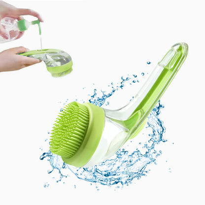 2-in-1 Pet Bath Brush with Integrated Shampoo Dispenser - Versatile Grooming Tool for Dogs and Cats with Long or Short Hair